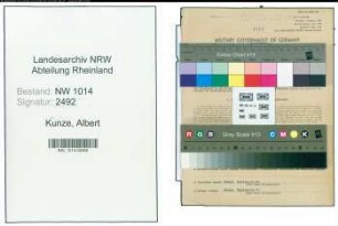 Entnazifizierung Albert Kunze , geb. 20.08.1905 (Feuerwehrmann)