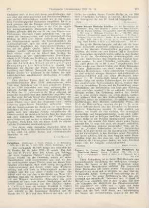 271-272 [Rezension] Zwingliana. Mitteilungen zur Geschichte Zwinglis und der Reformation. 1928, Nr. 2. (Bd. IV, Nr. 16.)
