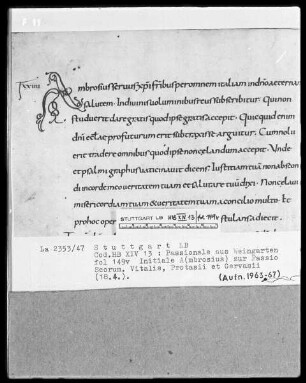 Passionale de Tempore — Initiale A(mbrosius), Folio 149verso