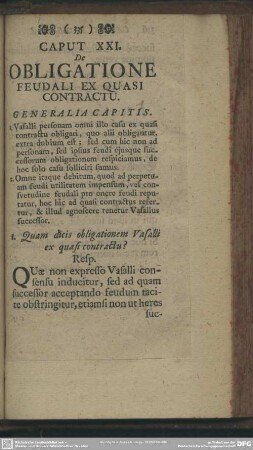 Caput XXI. De Obligatione Feudali Ex Quasi Contractu