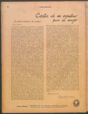 Cartas de un argentino que se enoja : El espíritu localista y los caminos