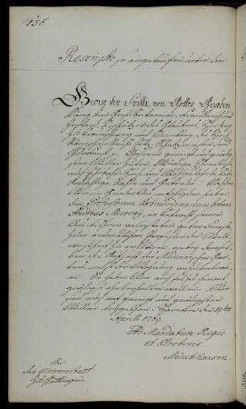 Beförderung des außerordentlichen Professors Murray zum ordentlichen Professor der Philosophie.