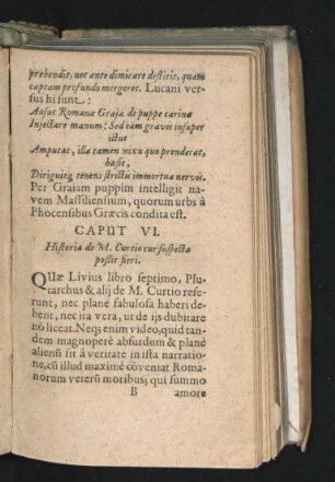 Caput VI. Historia de M. Curtio cur suspecta possit fieri.