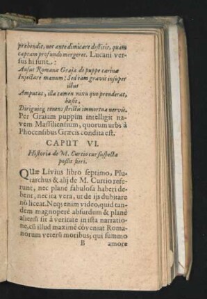 Caput VI. Historia de M. Curtio cur suspecta possit fieri.