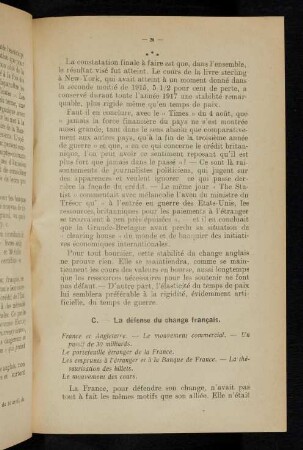 31, C. - La défense du change francais