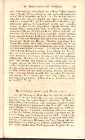 II. Materia medica und Toxikologie.