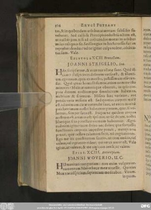 Epistola XCII. Bruxellam. Ioanni Strigelio, Suo.
