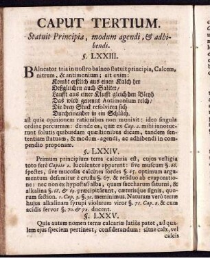 Caput Tertium. Statuit Principia, modum agendi, & adhibendi