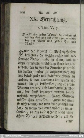 XX. Betrachtung. 1. Tim. V, 5.