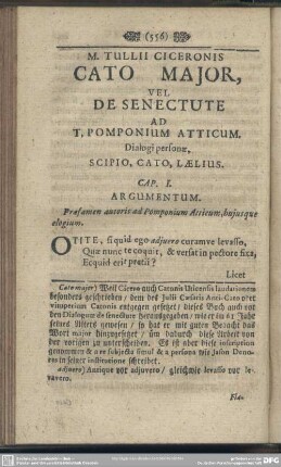 M. Tullii Ciceronis Cato Major, Vel De Senectute Ad T. Pomponium Atticum