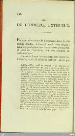 XV. Du Commerce Extérieur