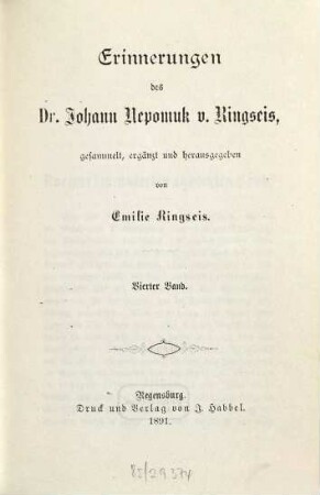 Erinnerungen des Dr. Johann Nepomuk v. Ringseis, 4