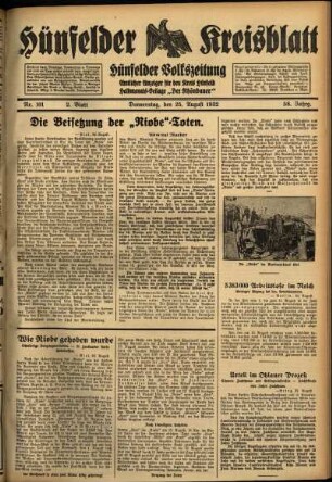 Zweite Ausgabe vom Donnerstag, den 25. August 1932.