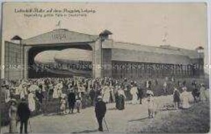 Postkarte: Luftschiff-Halle auf dem Flugplatz Leipzig; Leipzig, 31. Aug. 1913