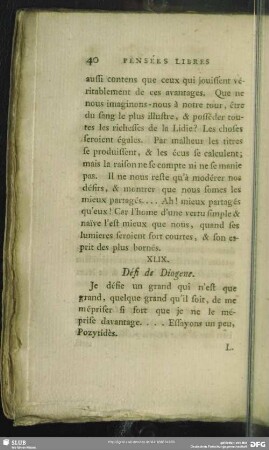 XLIX. Défi de Diogene