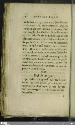 XLIX. Défi de Diogene