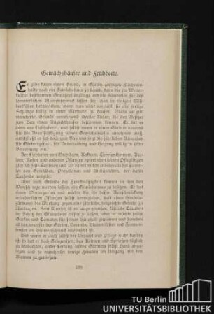 Gewächshäuser und Frühbeete.