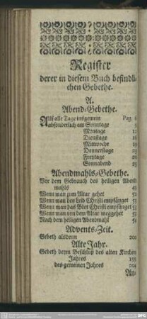 Register derer in diesem Buch befindlichen Gebethe