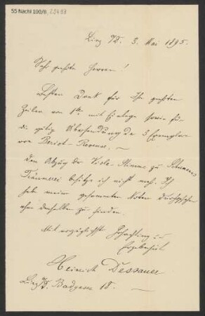 Brief an B. Schott's Söhne : 03.05.1895