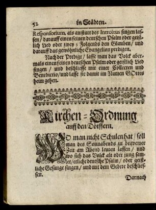 Kirchen-Ordnung auff den Dörffern.