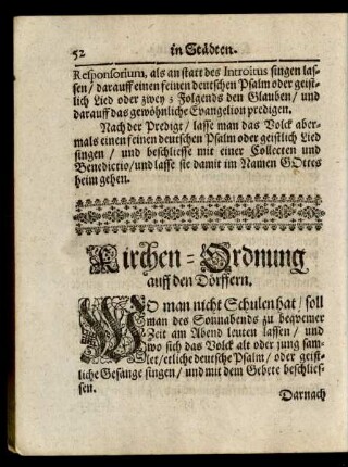 Kirchen-Ordnung auff den Dörffern.