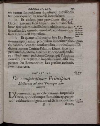 Caput VI. De comparatione Principum Electorum ad alios Principes communes