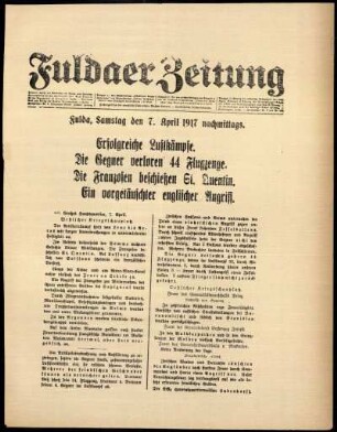 Ausgabe vom Samstag, den 07. April 1917.