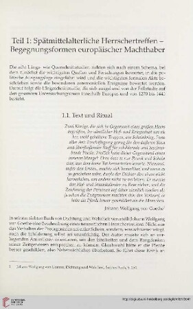Teil1: Spätmittelalterliche Herrschertreffen – Begegnungsformen europäischer Machthaber