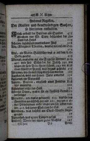 Anderes Register, Der Realien und denckwürdigen Sachen, so hierinnen enthalten.