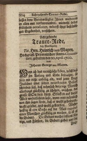 Achtzehende Trauer-Rede.