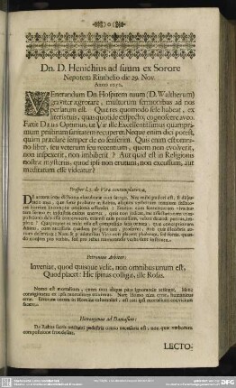 Dn. D. Henichius suum ex Sorore Nepotem Rinthelio die 29. Nov. Anno 1656