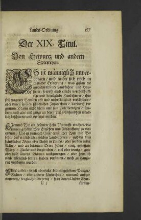 Der XIX. Titul.