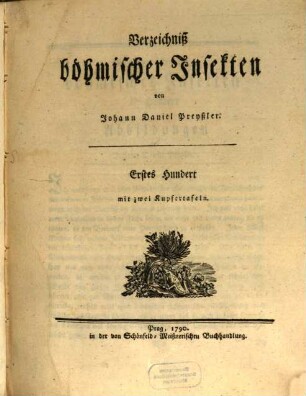Verzeichniß böhmischer Insekten, Erstes Hundert