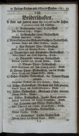 VIII. Brüderschaften.