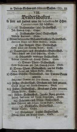 VIII. Brüderschaften.