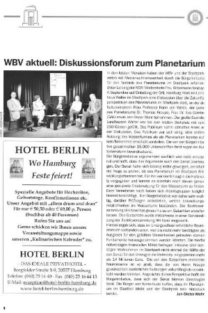 WBV aktuell: Diskussionsforum zum Planetarium