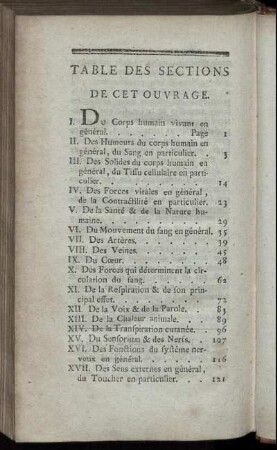 Table des Sections de cet Ouvrage