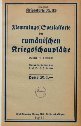 33: Spezialkarte der rumänischen Kriegsschauplätze