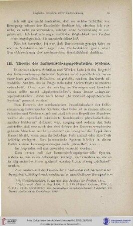 III. Theorie des harmonisch-äquipotentiellen Systems