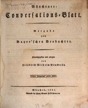 Münchener Conversations-Blatt. 1831,2 = 3. Jg.