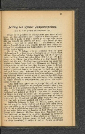 Heilung von schwerer Lungenentzündung.
