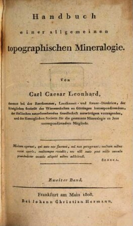 Handbuch einer allgemeinen topographischen Mineralogie. 2