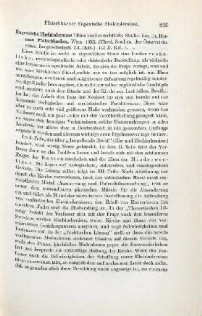 269-273 [Rezension] Pfatschbacher, Herman, Eugenische Ehehindernisse?