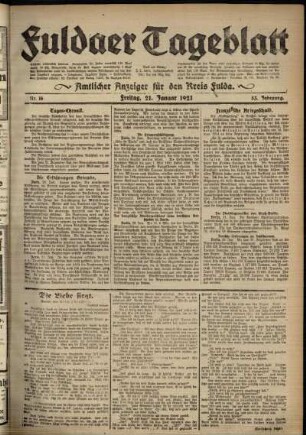 Ausgabe vom Freitag, den 21. Januar 1921.