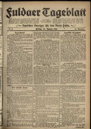 Ausgabe vom Freitag, den 21. Januar 1921.
