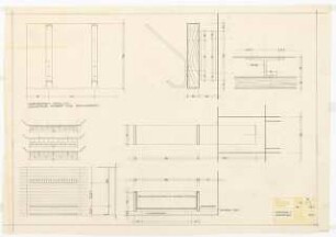 1. Kirche Christi Wissenschafter, Karlsruhe: Garderobe, Schirmständer: Ansichten, Details 1:20, 1:1
