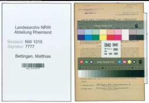 Entnazifizierung Matthias Bettingen , geb. 13.06.1910 (Konstrukteur)