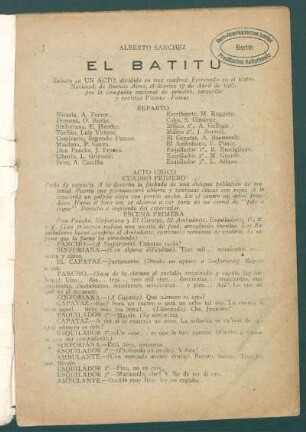 1920013600: El batitu : sainete en un acto, dividido en tres cuadros