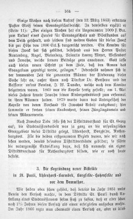 3. Die Begründung neuer Distrikte in St. Pauli, Uhlenhorst-Barmbek, Borgfelde-Hohenfelde und vor dem Dammthor.