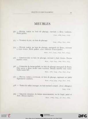Meubles (Nr. 312-336)